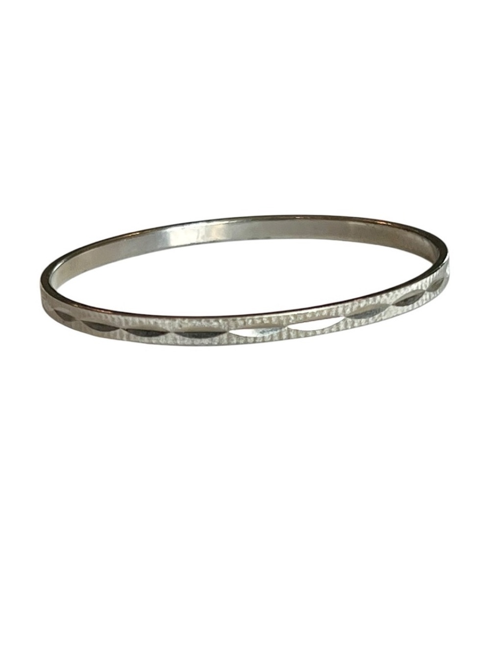 Vintage Monet Silver Plated Diamond Cut Bangle Bracelet Minimalist Stacking